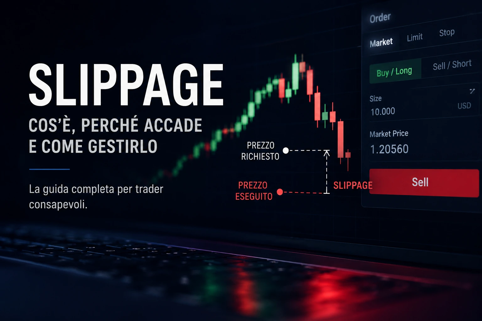 Slippage e gestione dell'esecuzione nel trading con prezzo richiesto, prezzo eseguito e differenza operativa sull'ordine